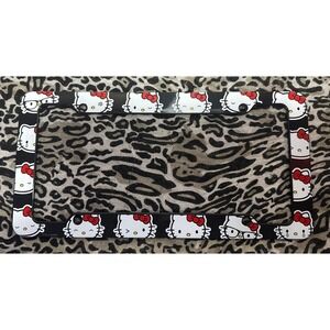 Sanrio Hello Kitty License Plate Frame Black & Red !